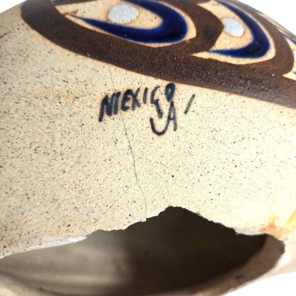 Vtg Large Tonala Mexican Hand Painted Folk Art Quail Bird Pottery 17.5" Signed - Picture 14 of 14